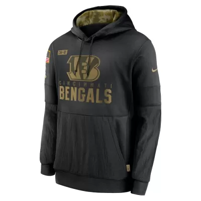 Men's Cincinnati Bengals Black 2020 Salute to Service Sideline Performance Pullover Hoodie - jerzelite