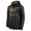 Men's Kansas City Chiefs Black 2020 Salute to Service Sideline Performance Pullover Hoodie - jerzelite