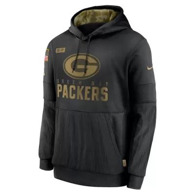 Men's Green Bay Packers Black 2020 Salute to Service Sideline Performance Pullover Hoodie - jerzelite