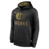 Men's Cleveland Browns Black 2020 Salute to Service Sideline Performance Pullover Hoodie - jerzelite