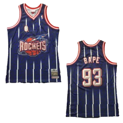 BAPE x Mitchell & Ness Rockets ABC Navy Basketball Swingman Jersey - jerzelite