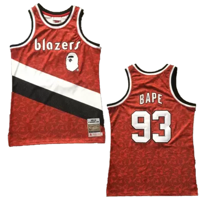 BAPE x Mitchell & Ness Blazers ABC Red Basketball Swingman Jersey - jerzelite