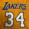 Men's Los Angeles Lakers Shaquille O'Neal #34 Mitchell&Ness Yellow Name And Number Mesh Top - jerzelite