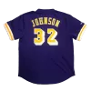 Men's Los Angeles Lakers Earvin Johnson #32 Mitchell&Ness Purple Name And Number Mesh Top - jerzelite