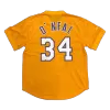 Men's Los Angeles Lakers Shaquille O'Neal #34 Mitchell&Ness Yellow Name And Number Mesh Top - jerzelite