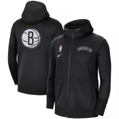 Men's Brooklyn Nets Nike Black Authentic Showtime Performance Full-Zip Hoodie Jacket - jerzelite