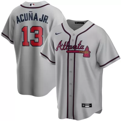 Men's Atlanta Braves Ronald Acuña Jr. #13 Gray Road 2020 Replica Player Jersey - jerzelite