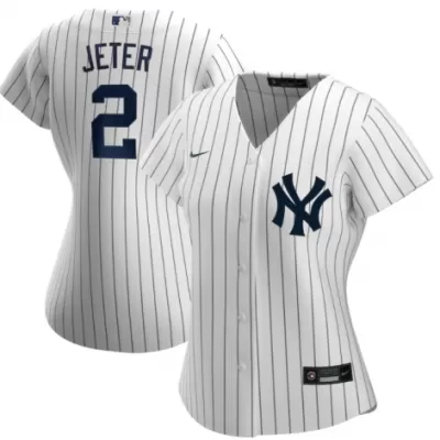 Women's New York Yankees Derek Jeter #2 Nike White Home 2020 Replica Jersey - jerzelite