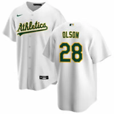 Men's Oakland Athletics Matt Olson #28 Nike White Home 2020 Replica Jersey - jerzelite