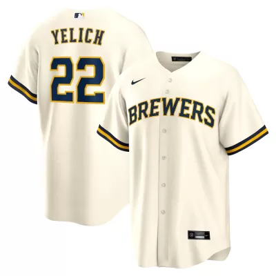 Men's Milwaukee Brewers Christian Yelich #22 Nike Cream Home 2020 Replica Jersey - jerzelite