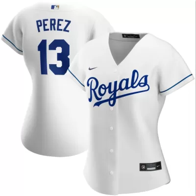 Women's Kansas City Royals Salvador Pérez #13 Nike White 2020 Home Replica Jersey - jerzelite