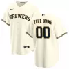 Men's Milwaukee Brewers Nike Cream Home 2020 Replica Custom Jersey - jerzelite