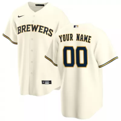 Men's Milwaukee Brewers Nike Cream Home 2020 Replica Custom Jersey - jerzelite