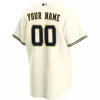 Men's Milwaukee Brewers Nike Cream Home 2020 Replica Custom Jersey - jerzelite