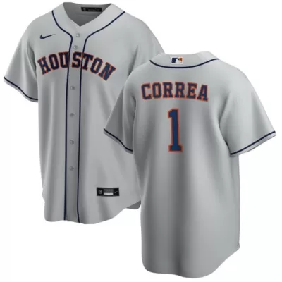 Men's Houston Astros Carlos Correa #1 Nike Gray Road Home 2020 Replica Jersey - jerzelite