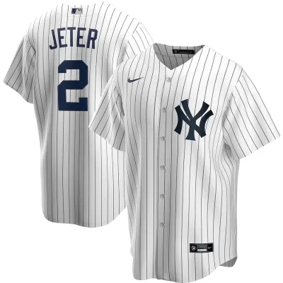 Men's New York Yankees Derek Jeter #2 Nike White Home 2020 Replica Jersey - jerzelite