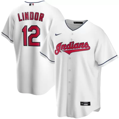 Men's Cleveland Indians Francisco Lindor #12 Nike White Home 2020 Replica Jersey - jerzelite