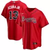 Men's Atlanta Braves Ronald Acuña Jr. #13 Red 2020 Replica Player Jersey - jerzelite