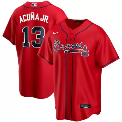 Men's Atlanta Braves Ronald Acuña Jr. #13 Red 2020 Replica Player Jersey - jerzelite