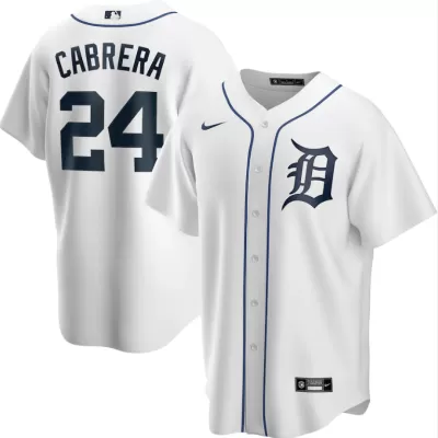 Men's Detroit Tigers Miguel Cabrera 24# Nike White Home 2020 Replica Jersey - jerzelite