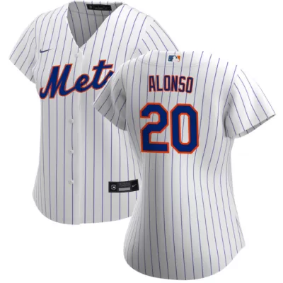 Women's New York Mets Pete Alonso #20 Nike White&Royal 2020 Home Replica Jersey - jerzelite