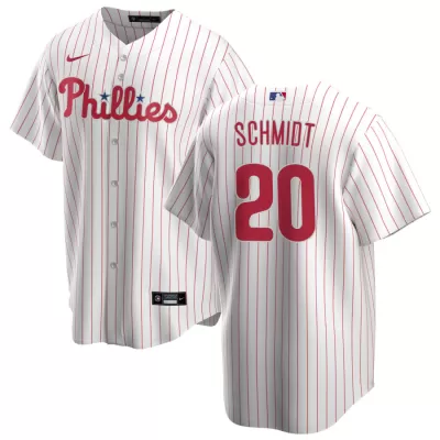 Men's Philadelphia Phillies Mike Schmidt #20 Nike White&Red Home 2020 Replica Jersey - jerzelite