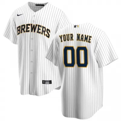 Men's Milwaukee Brewers Nike White Alternate 2020 Replica Custom Jersey - jerzelite