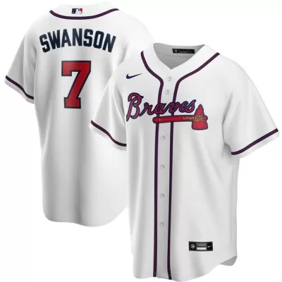 Men's Atlanta Braves  Dansby Swanson #7 White Home 2020 Replica Player Jersey - jerzelite