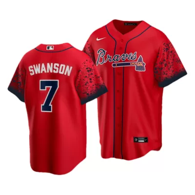 Men's Atlanta Braves #7 Dansby Swanson Red Nike Jersey - jerzelite