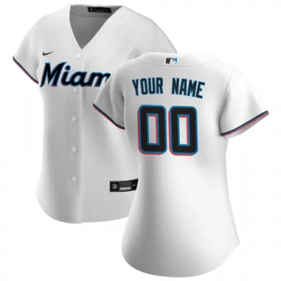 Women's Miami Marlins Nike White 2020 Home Replica Custom Jersey - jerzelite