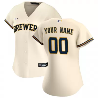 Women's Milwaukee Brewers Nike Cream 2020 Home Replica Custom Jersey - jerzelite