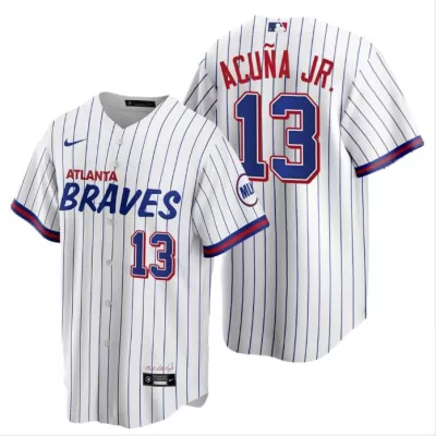 Men's Atlanta Braves Ronald Acuña Jr. #13 White Replica Player Jersey - jerzelite