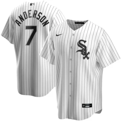 Men's Chicago White Sox Tim Anderson #7 Nike White&Royal Home 2020 Replica Jersey - jerzelite