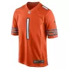 Men Chicago Bears Justin Fields #1 Nike Orange Game Jersey - jerzelite