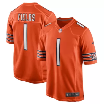 Men Chicago Bears Justin Fields #1 Nike Orange Game Jersey - jerzelite