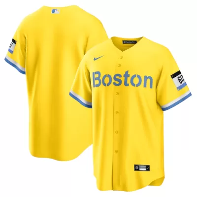 Men's Boston Red Sox Nike Gold/Light Blue 2021 City Connect Replica Jersey - jerzelite