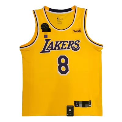 Men's Los Angeles Lakers Kobe Bryant #8 with KB Badge Yellow Swingman Jersey - jerzelite