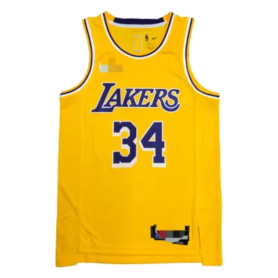 Men's Los Angeles Lakers O'NEAL #34 Gold 2021 Diamond Swingman Jersey - Icon Edition - jerzelite