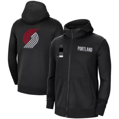 Men's Portland Trail Blazers Black Authentic Showtime Performance Full-Zip Hoodie Jacket - jerzelite