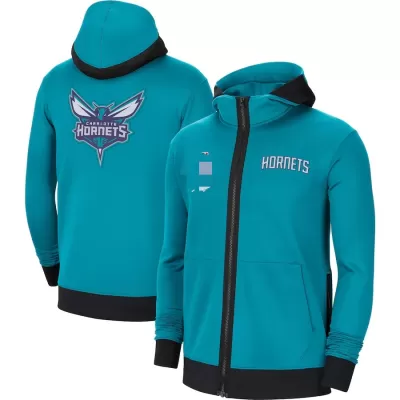 Men's Charlotte Hornets Blue Authentic Showtime Performance Full-Zip Hoodie Jacket - jerzelite